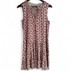 NWT Max Studio Midi Dress Retro Red Green Floral Tie Front Bohemian Women’s XS